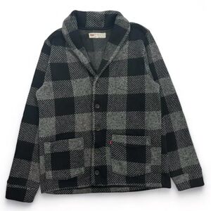 Men’s Levi's Trouss Buffalo Plaid Cardigan Sweater Gray Black Size Medium